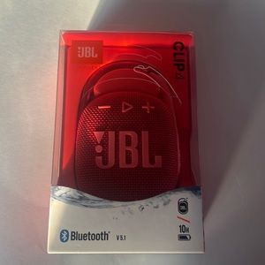 New JBL Clip 4 Portable Bluetooth Speaker in RED